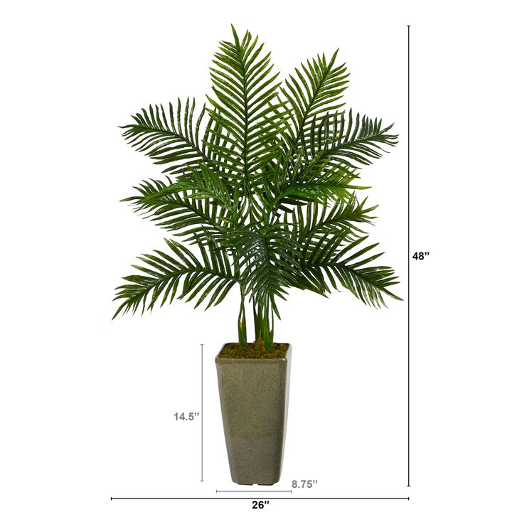 HomPlanti 4 Feet Areca Palm Artificial Tree in Green Planter (Real Touch)