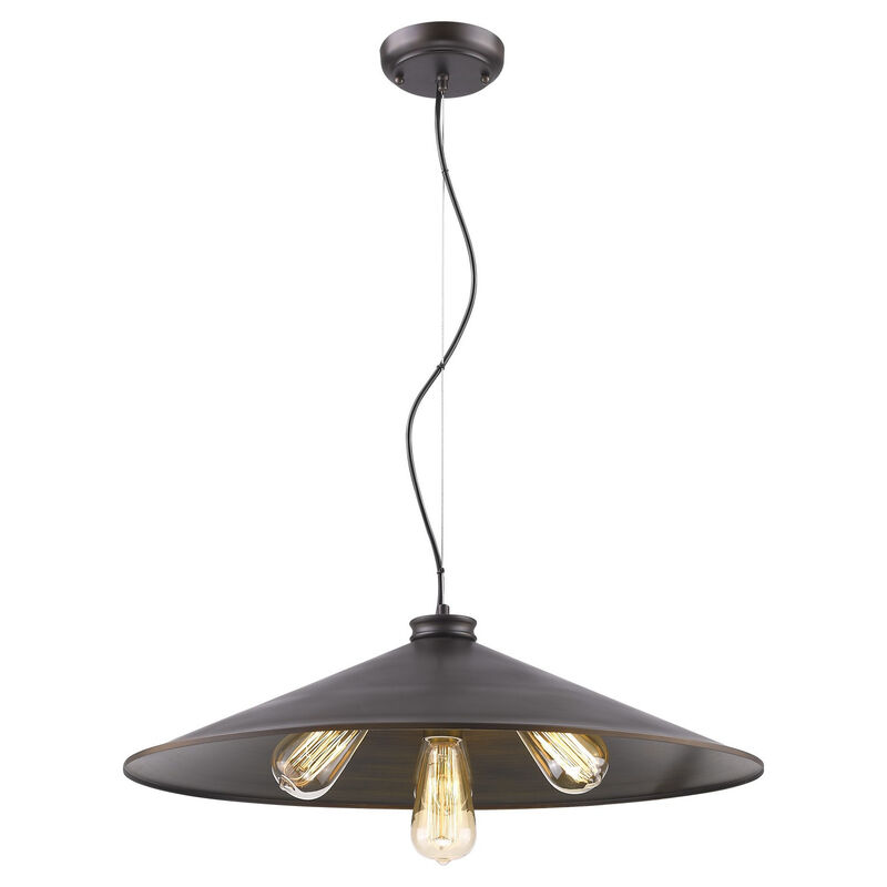 Hivvago Alcove 4-Light Oil-Rubbed Bronze Pendant With Raw Brass Interior Shade