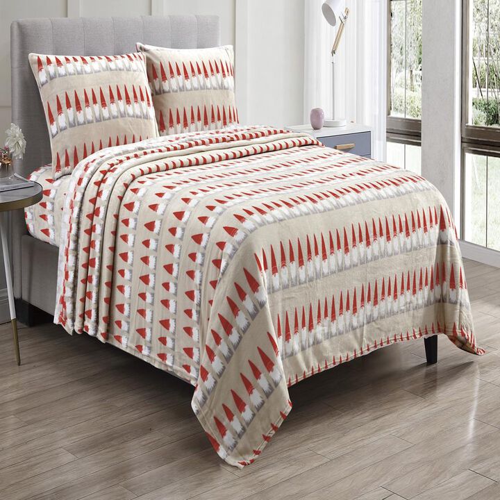 Plazatex Gnome Santa Wrinkle Resistant Ultra Soft Premium All Season Bed Sheet Set