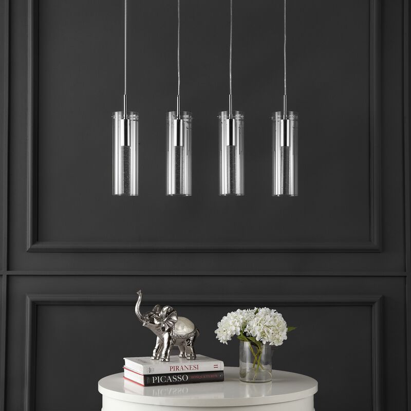 Mium 29.5" 4-Light Modern Style Iron/Crystal/Glass Integrated LED Linear Pendant