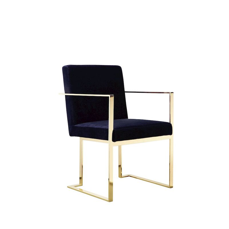 Pangea Home Gold Dexter Armchairs Velvet Navy