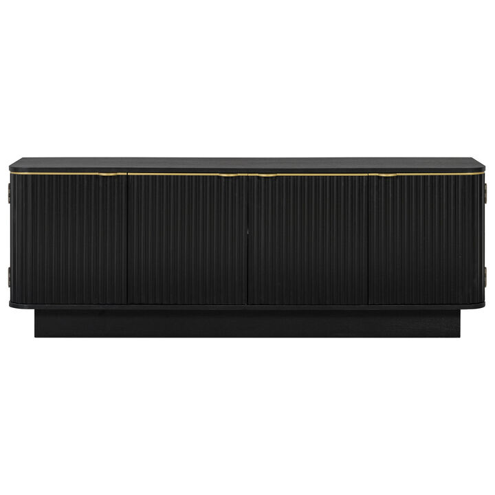 Merax Fluted TV Stand with Gold Handles, Adjustable Shelves & Cable Management
