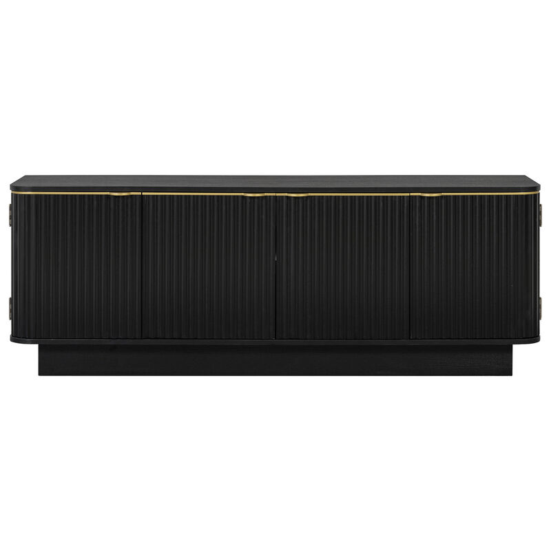 Merax Fluted TV Stand with Gold Handles, Adjustable Shelves & Cable Management image number 0