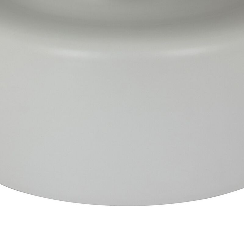 Ricca Plant Stand Table, White Metal, Round 29 Inch Top, Pedestal Base