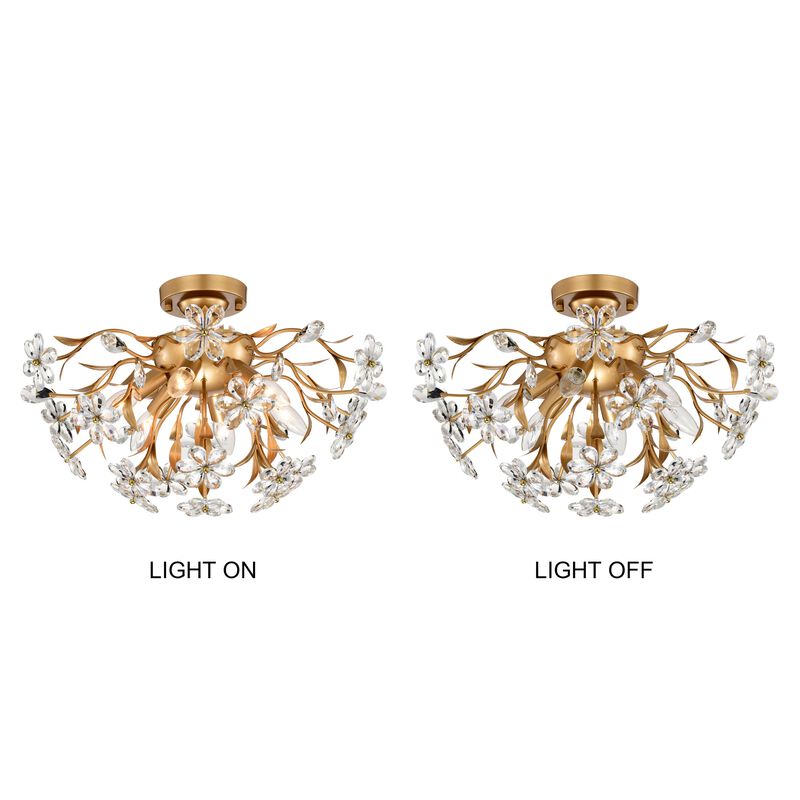 Paola 6-Light Glossy Bronze Daisy Flower Crystal Glass Sputnik Branch Flush Mount image number 7