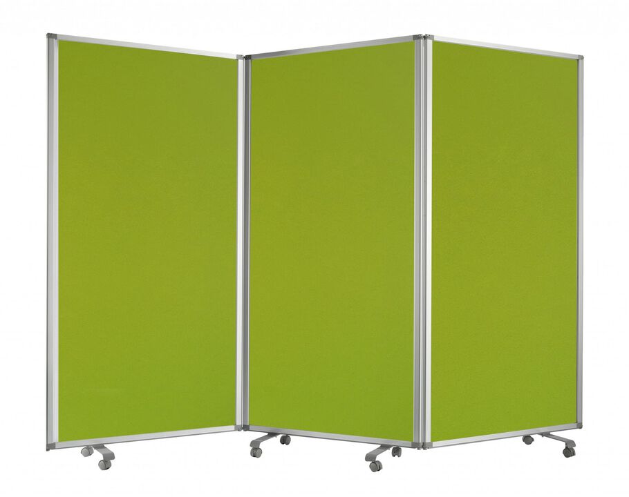 HomeRoots 71" Green Iron Folding Three Panel Screen Room Divider