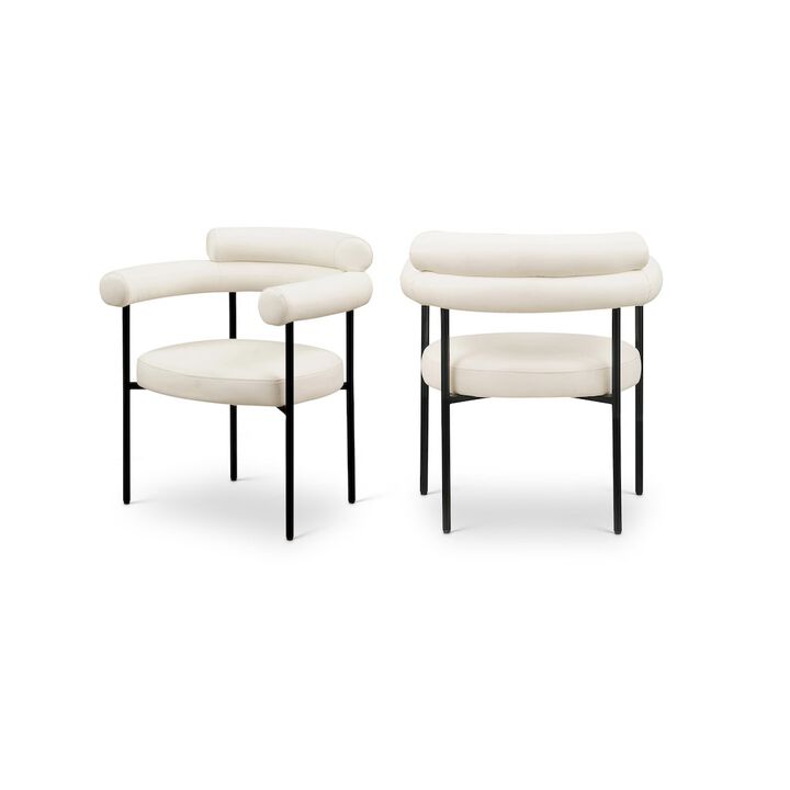 Meridian Furniture Blake Cream Vegan Leather Dining Chair, Set of 2