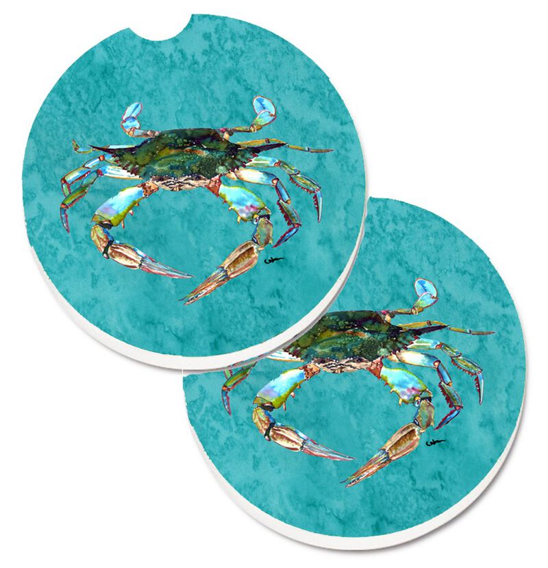 Caroline's Treasures Crab Set of 2 Cup Holder Car Coasters 8657CARC, 2.56, Multicolor