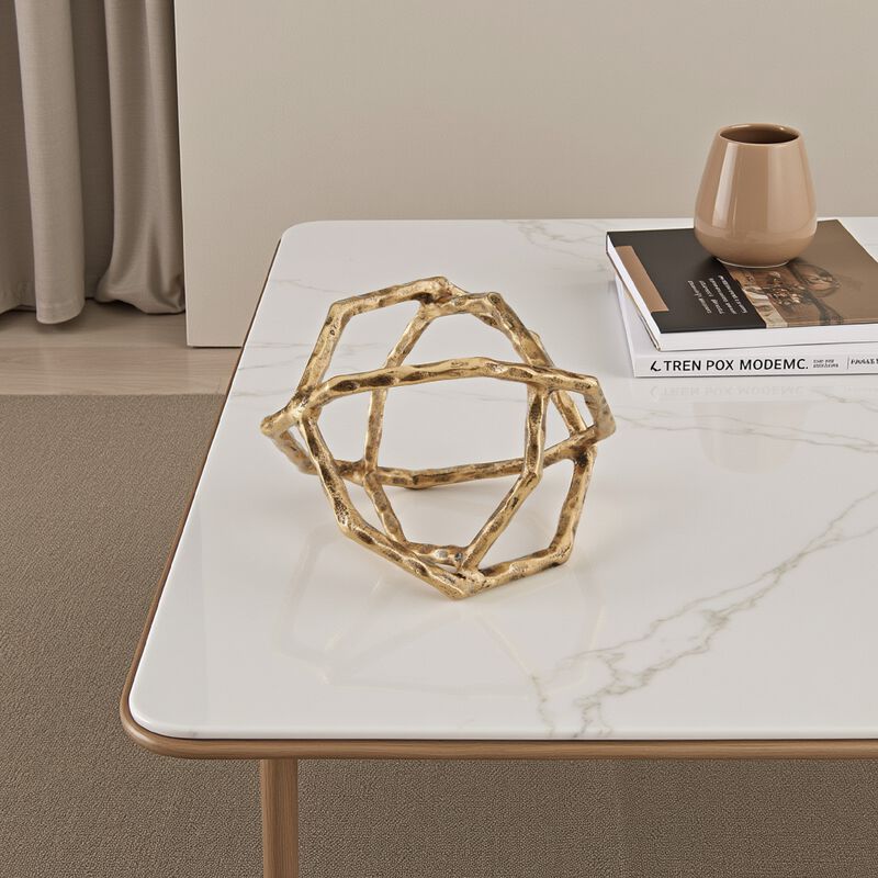 Ladi Sculpture Set of 2, Decorative Rings, 9 Inch Brass Cast Metal - Benzara