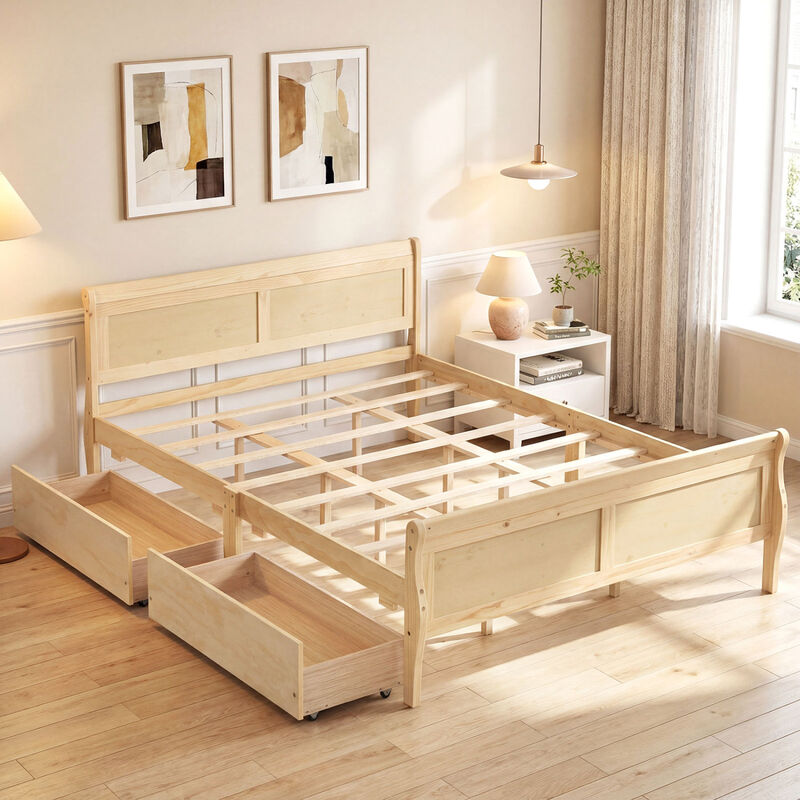 Modern Bed Frame with 2 Underbed Storage Drawers and Footboard image number 4