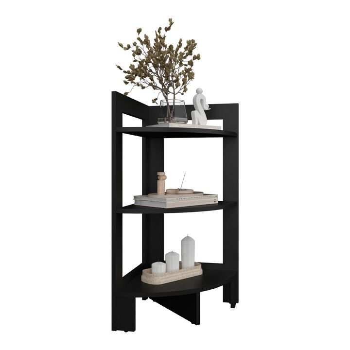 Akutan Side Table 31.70" H, with 3 Shelves, 3 Legs, White