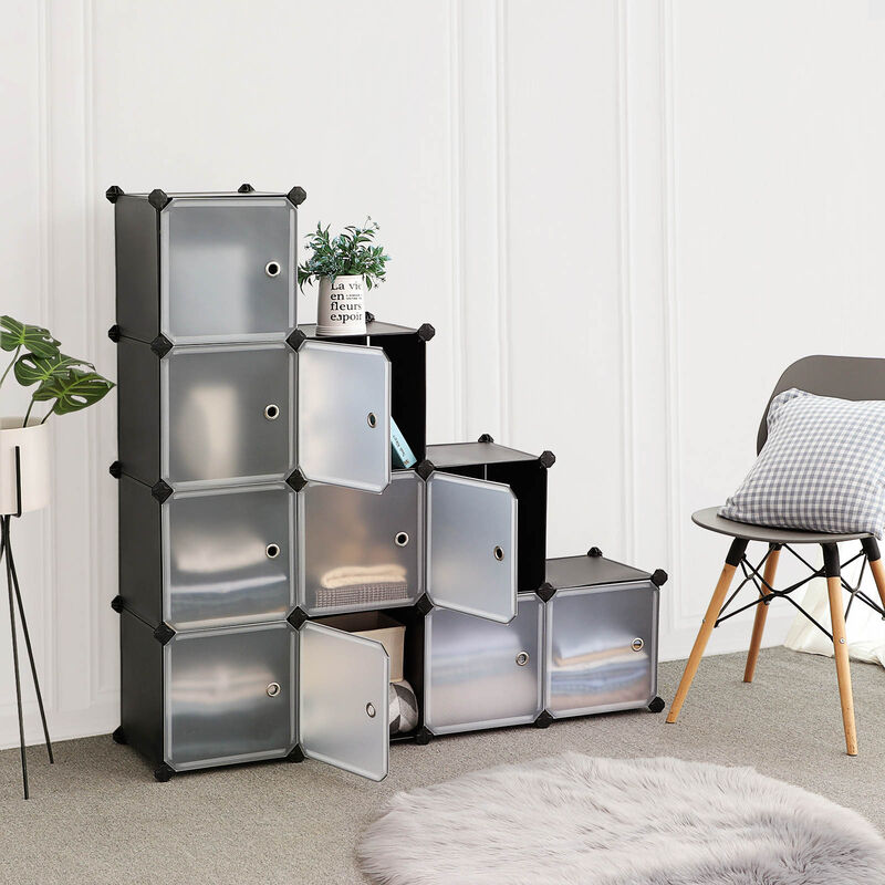 Cube Storage with Door, Set of 12 Plastic Cube