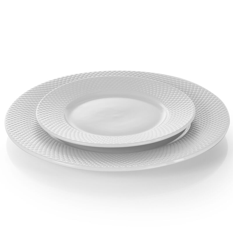 Elama Maisy 18 Piece Round Porcelain Dinnerware Set in White image number 10