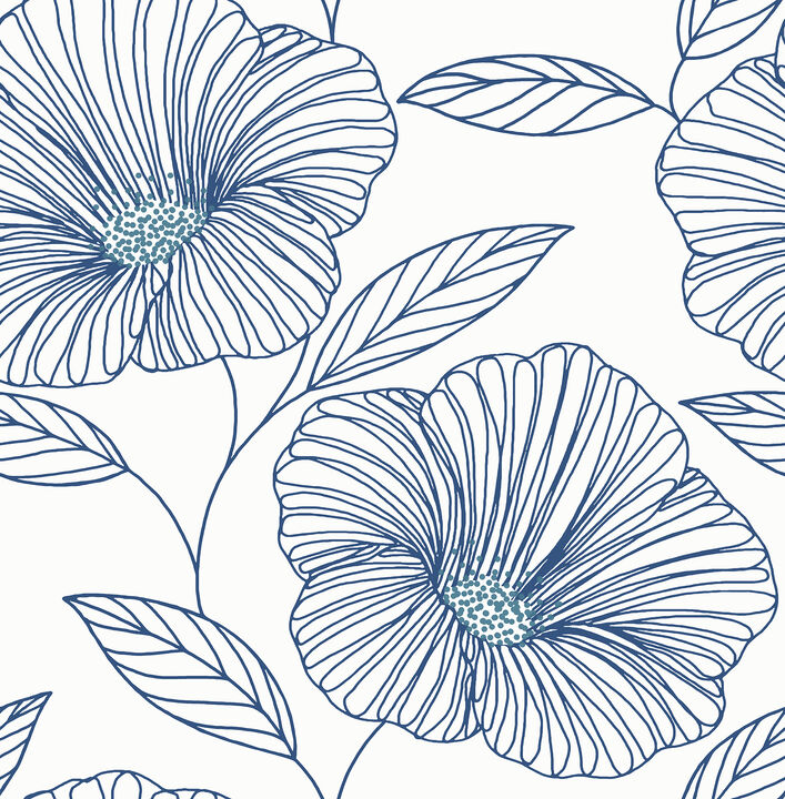 Mythic Blue Floral Wallpaper (Set of 2)