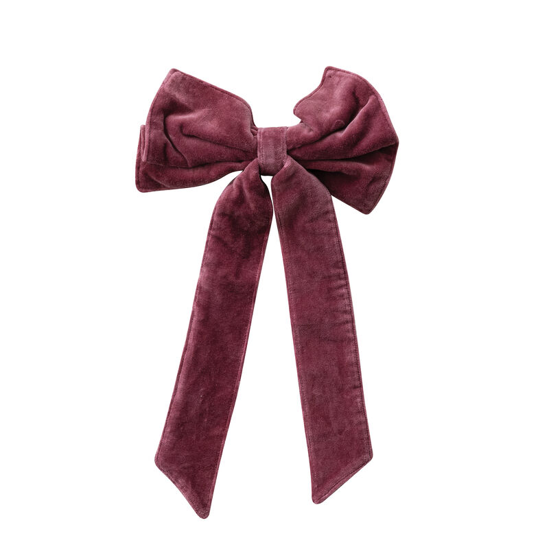 Burgundy Cotton Velvet Artisan Bow Clip image number 0