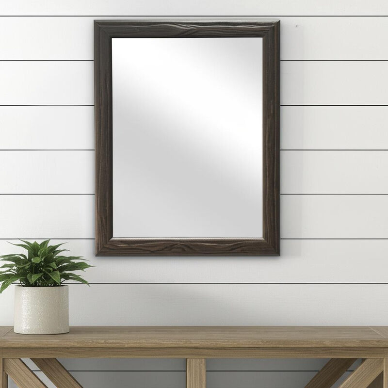 HomeRoots 20" Black Solid Wood Accent Mirror image number 1
