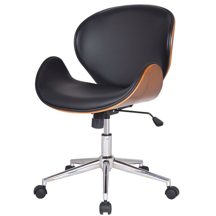 Minimalist Modern Faux Leather Office Chair with Curved Seat for Home or Office