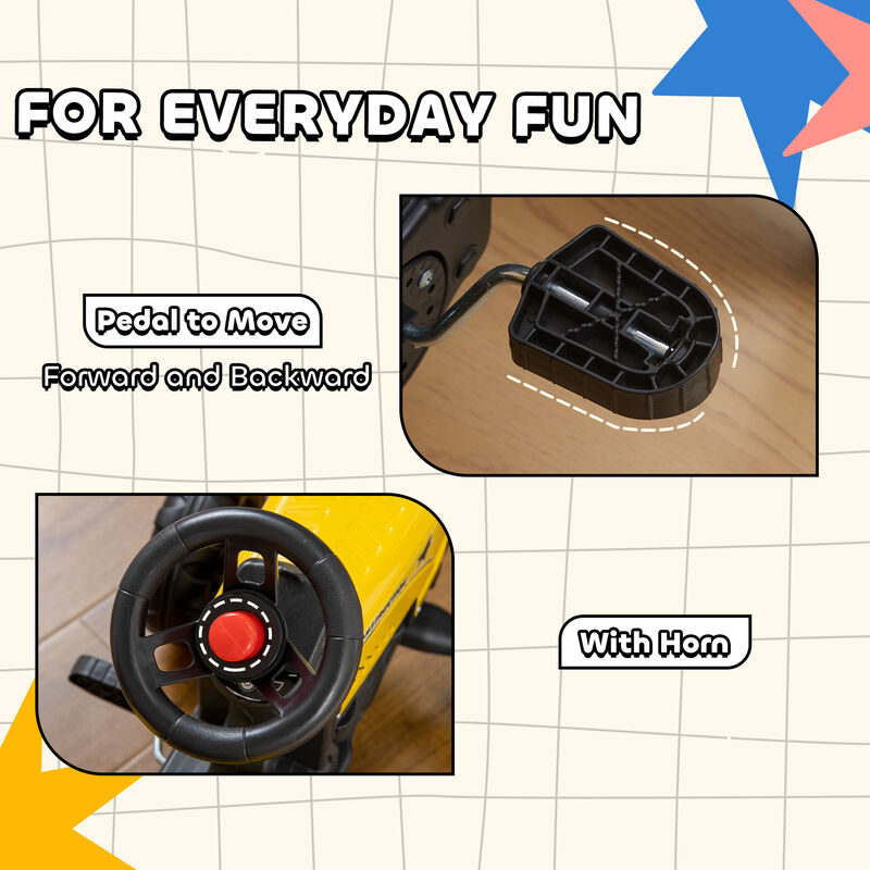BreeBe Kids Ride on Tractor with Back Trailer, Shovel & Rake, Horn, Pedal Go Kart image number 5