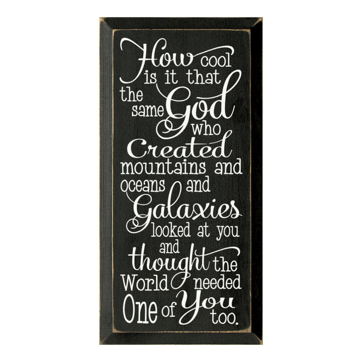 Faith Quote Wood Sign God Created Mountains Oceans and You Rustic Wall Plaque
