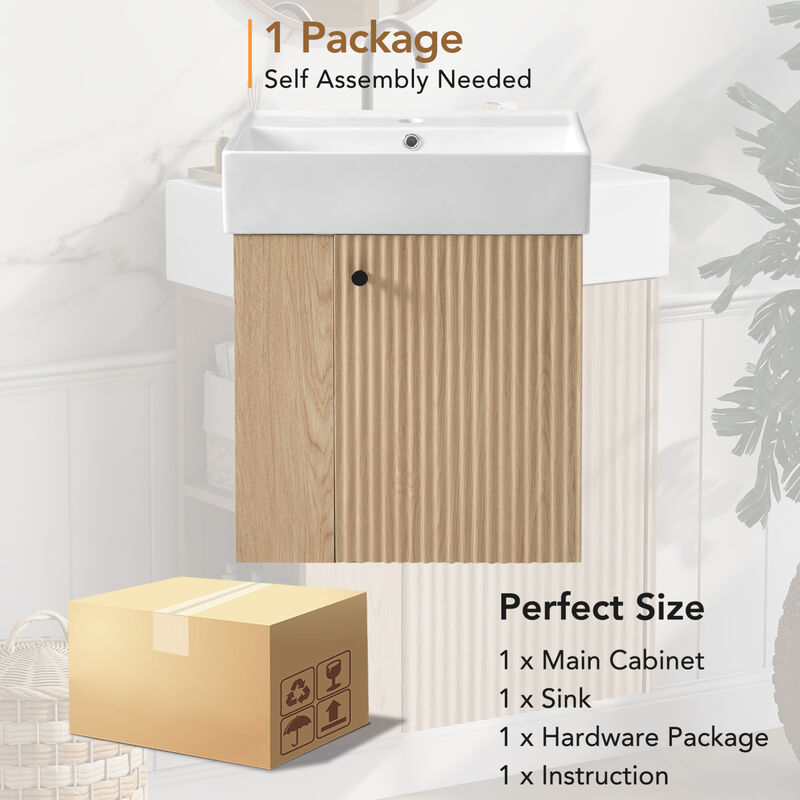 ELEMENT ACE Compact Floating Bathroom Vanity with Ceramic Basin - Space Saving Modern Design image number 7