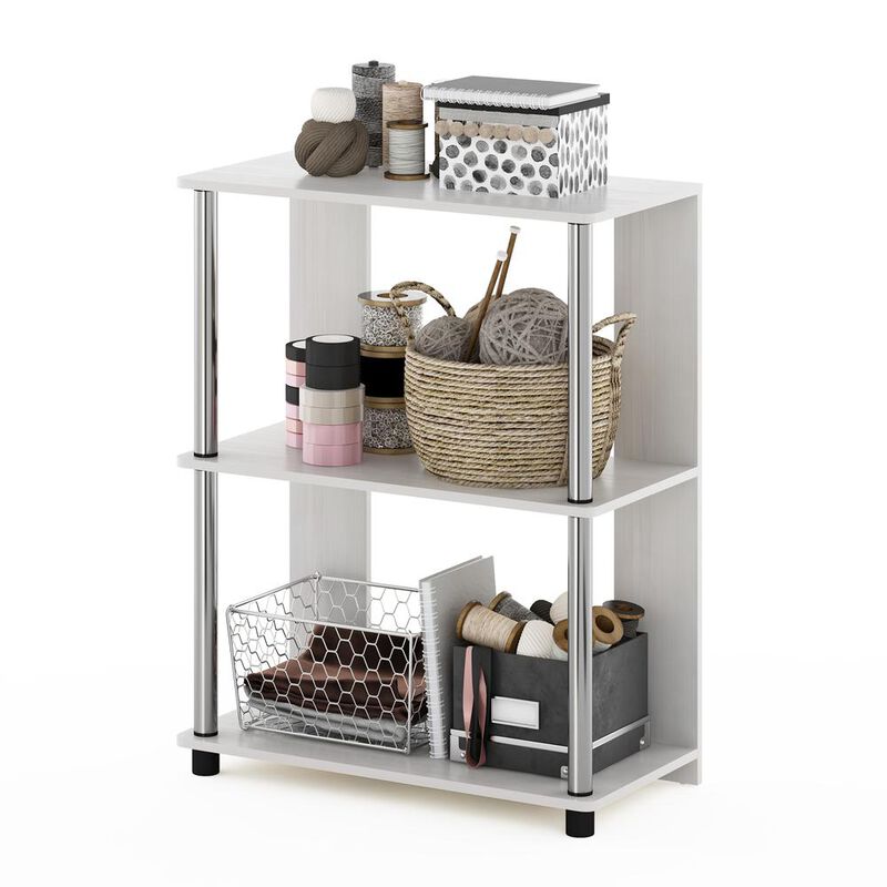 Furinno JAYA Simple Design Bookcase, White Oak/Chrome