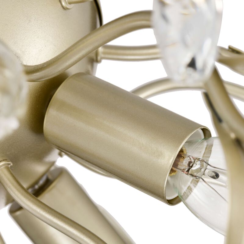 Paola 6-Light Brushed Silver-ish Champagne Daisy Flower Crystal Glass Sputnik Branch Flush Mount image number 7