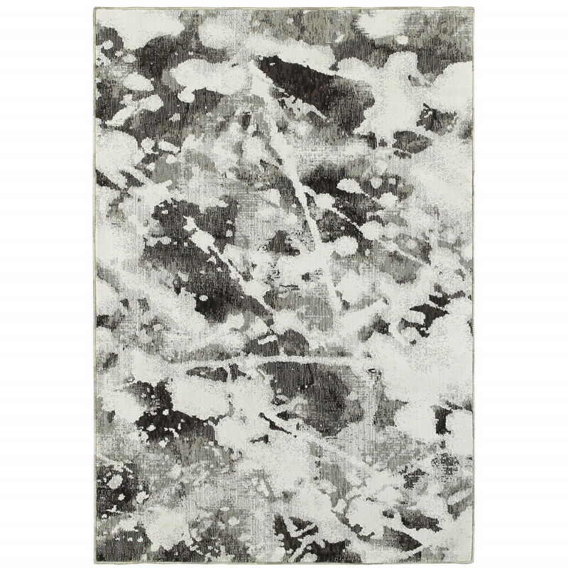 2 X 3 charcoal And White Abstract Power Loom Stain Resistant Area Rug image number 0