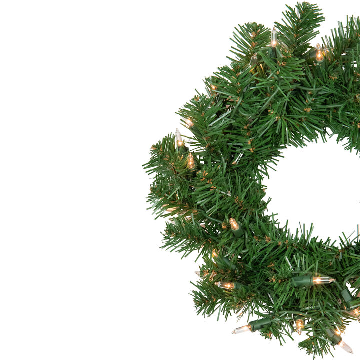 Pre-Lit Deluxe Dorchester Pine Artificial Christmas Wreath  10-Inch  Clear Lights