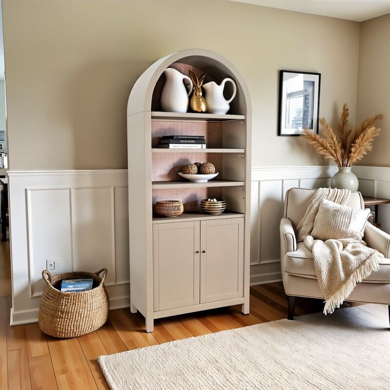 Brown Solid Wood Arched Cabinet image number 2