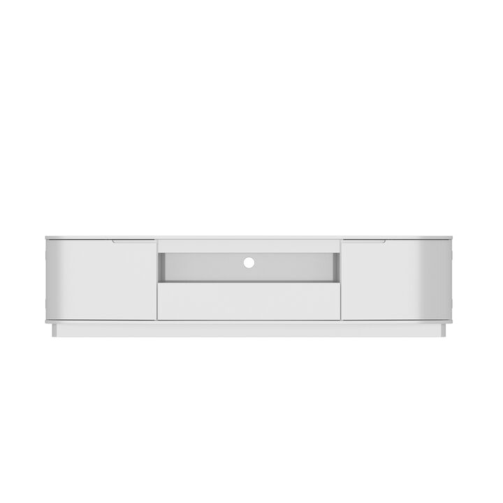 FUFU&GAGA 70.9” Warm White TV Cabinet, P2 MDF Construction, Silent Rails, Anti-Tip Design, Soft Matte Finish, (70.9"W x 17.6"H x 13.8"D),White