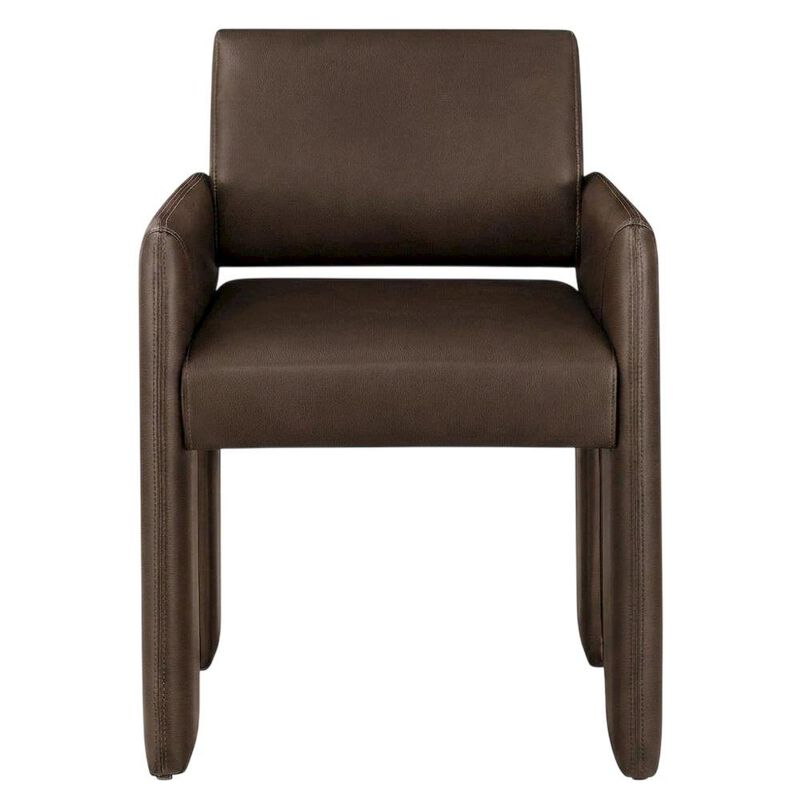 Vegan Leather Upholstered Dining Armchair for Kitchen and Dining Rooms, Espresso image number 0