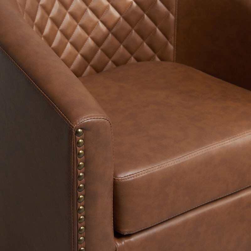 29" Wide Tufted PU Leather Swivel Barrel Chair image number 5