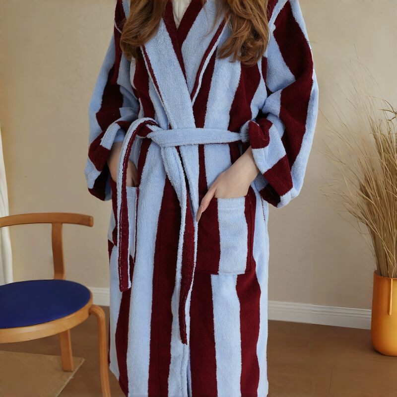 Vintage Cabana Stripe Cotton Bath Robe image number 6