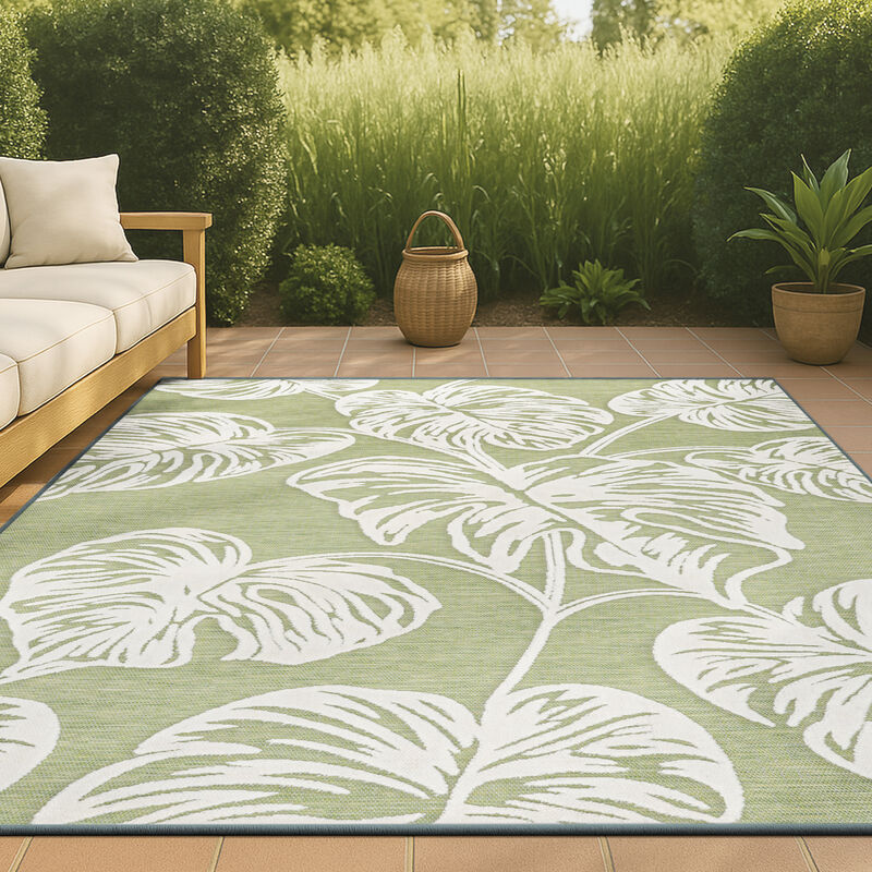 Tobago High-Low Two Tone Monstera Leaf Area Rug