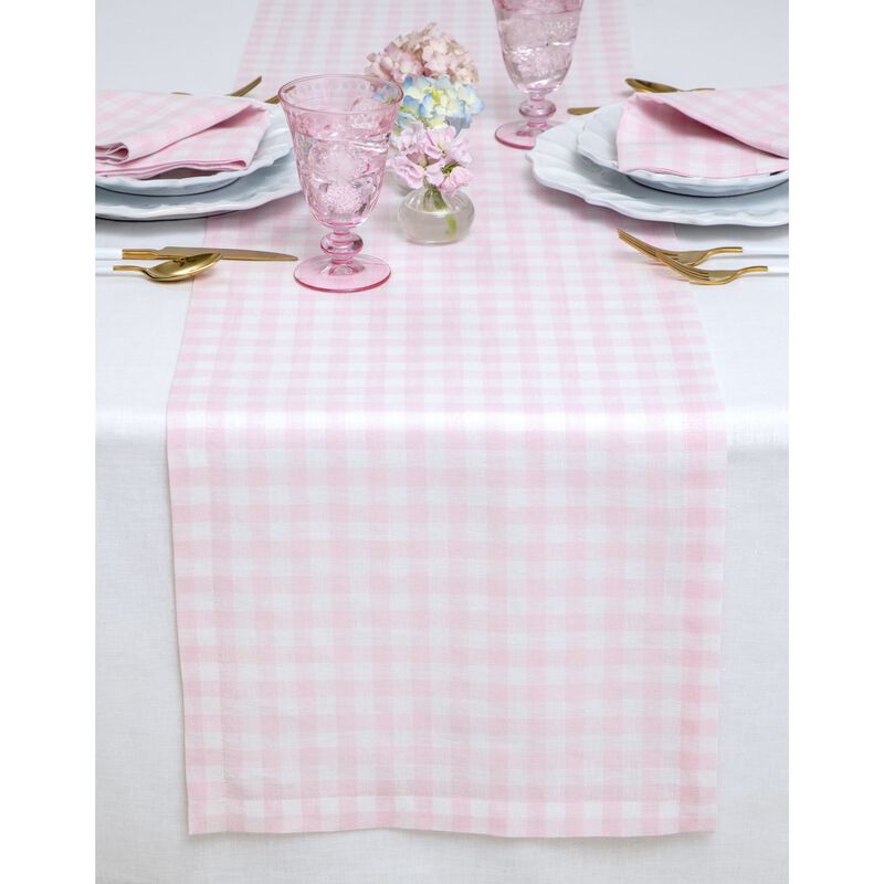 Solino Home Gingham Check 100% Linen Table Runner &ndash; Handcrafted, Machine Washable, Perfect for Holiday and Everyday Dining