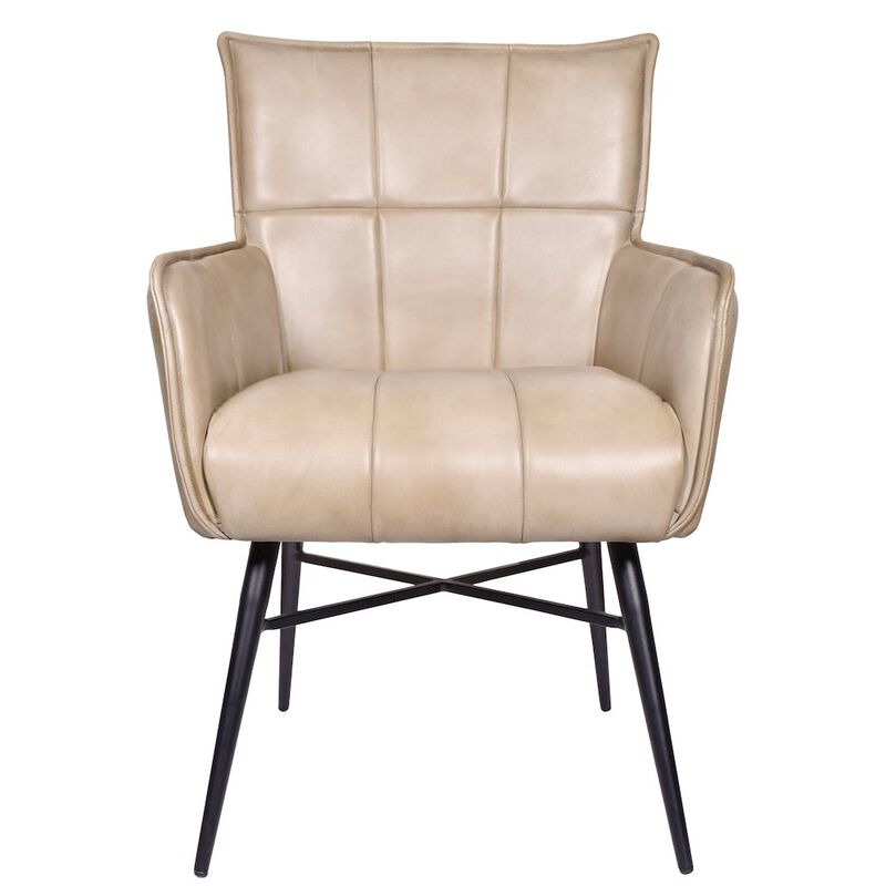 Alex Hamilton Gabriel Genuine Leather Armchairs in Stone