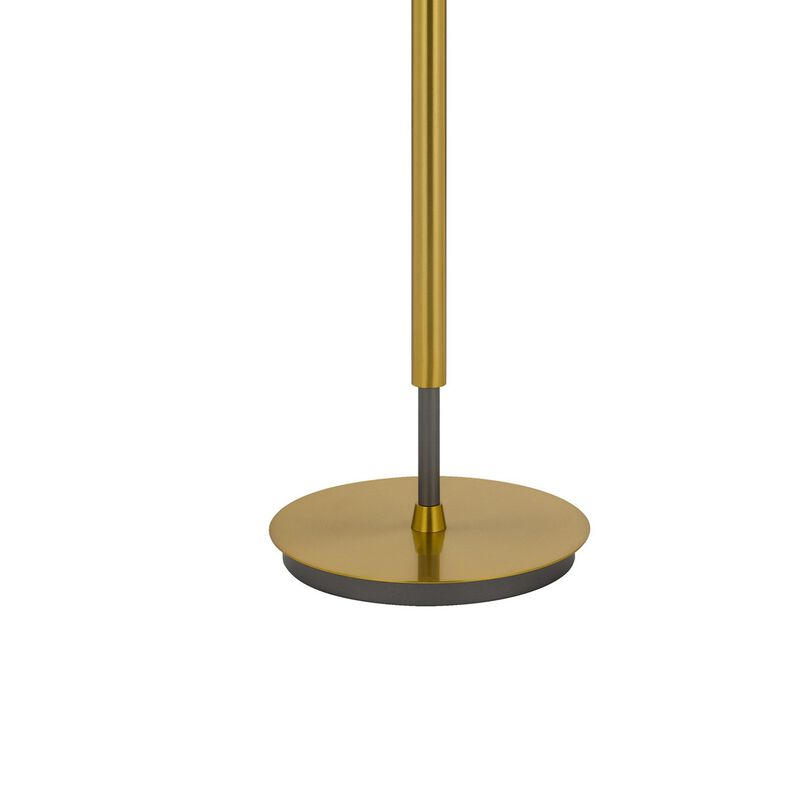 Siu 60 Inch Floor Lamp, Gold Metal Pole w Finial Tip, Black Shade - Benzara