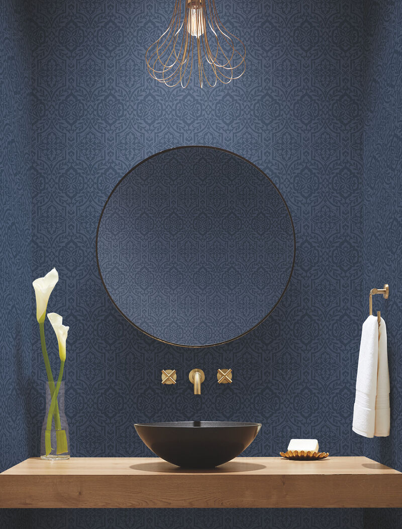 Cathedral Damask Blue Wallpaper image number 2