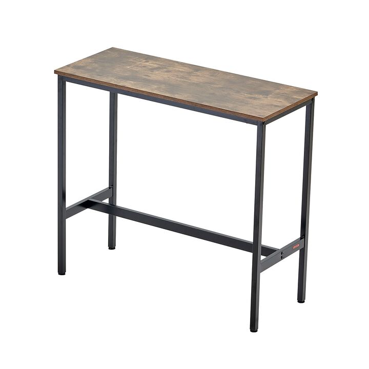 Narrow Bar Height Table with Sturdy Metal Frame, Long Pub Table for Dining or Party-Rustic Brown
