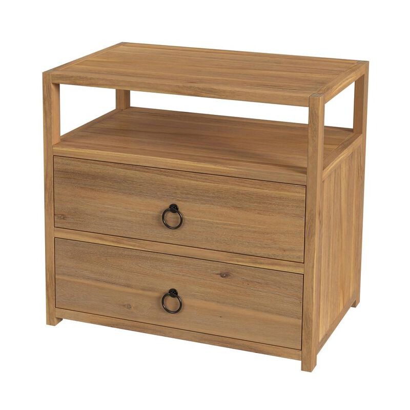 Butler Specialty Lark Natural 2 Drawer Wide Nightstand, Light Brown
