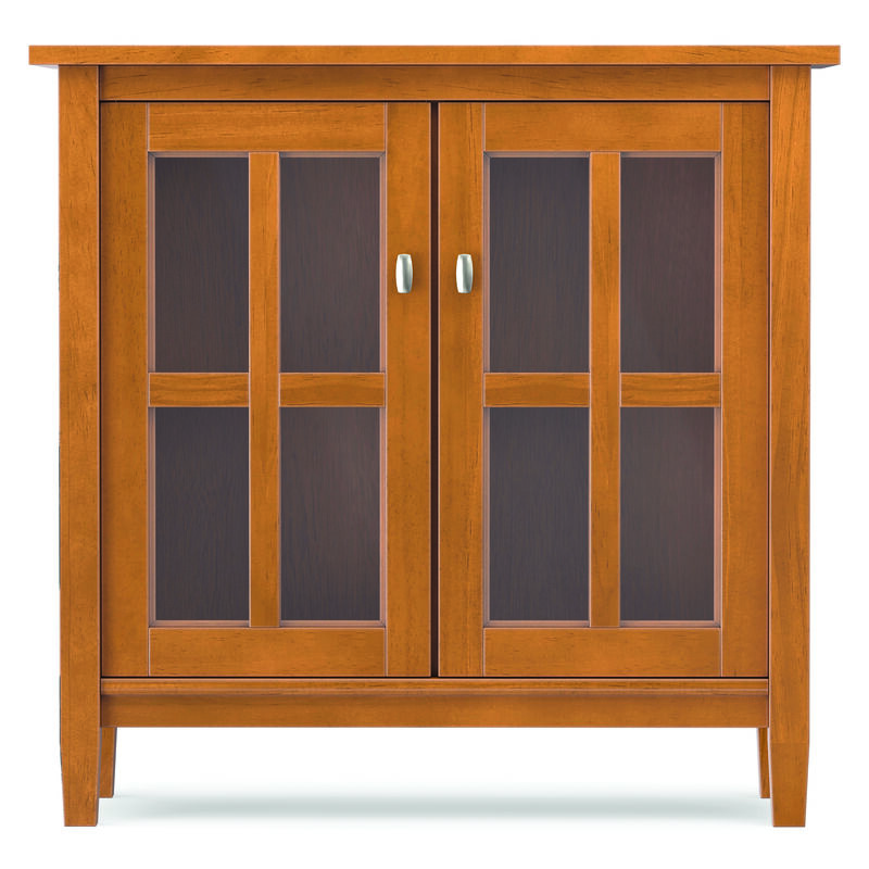 Warm Shaker SOLID WOOD 32 inch Wide Transitional Low Storage Cabinet in Light Golden Brown image number 3