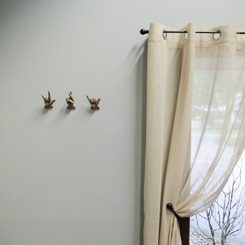 Set of 3 Antique Gold Cast Iron Hand Gesture Wall Hooks image number 6