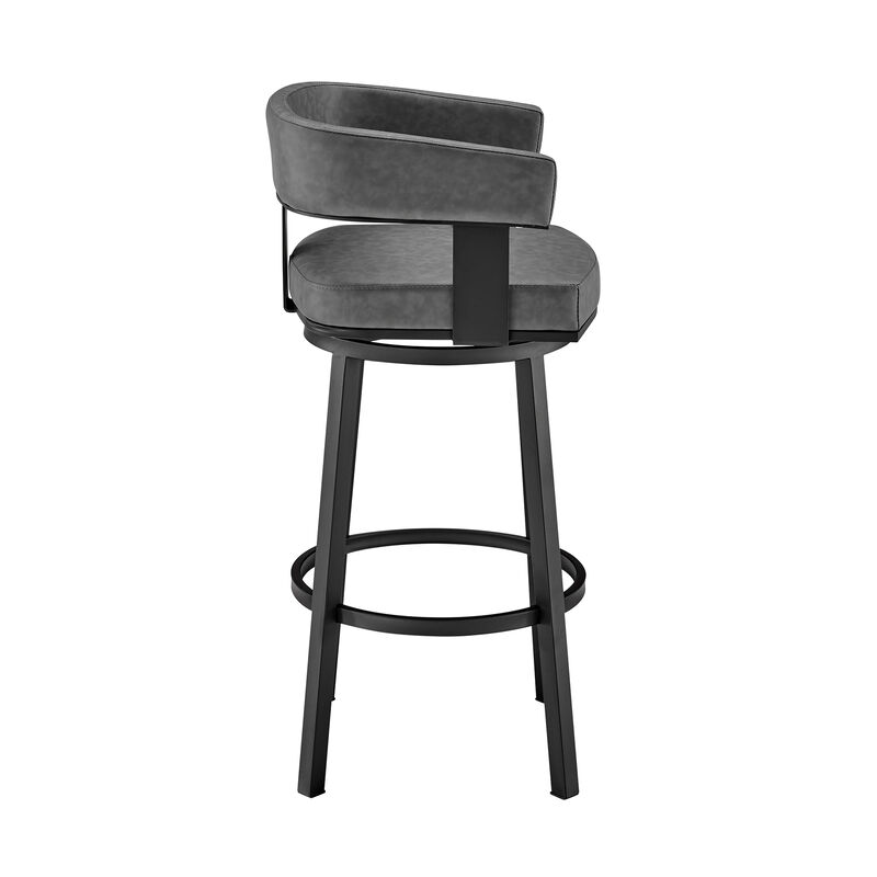 Lorin  Counter Height Swivel Bar Stool in Black Finish and Black Faux Leather