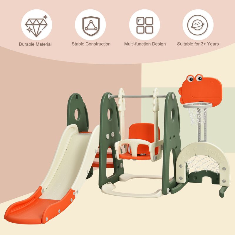 Toddler 6-in-1 Slide and Swing Set with Ball Games for Active Play