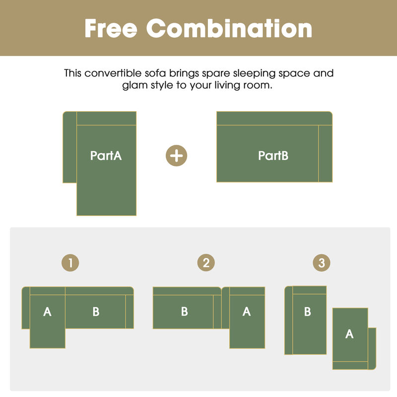 MONDAWE Modular Sectional Living Room Sofa Set, Modern Minimalist Style Couch, L-Shape Upholstered Sleeper Sofa for Living Room, Bedroom