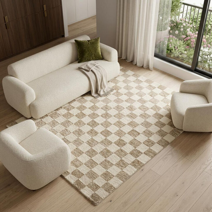 HomeRoots Checkered Power Loom Area Rug