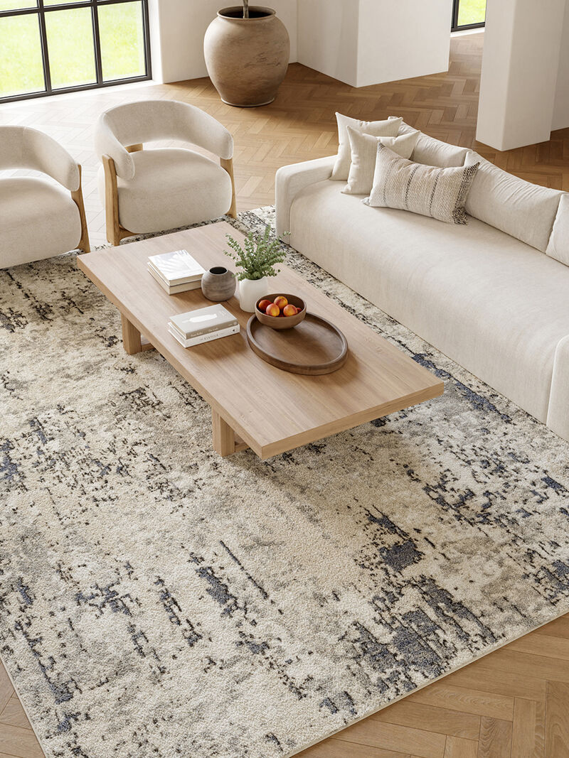 Quarry QUA01 Ivory/Blue/Gray 6' x 9' Rug
