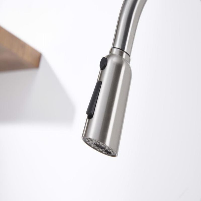 Brushed Nickel Kitchen Sink Faucet with Pull-Out Sprayer
