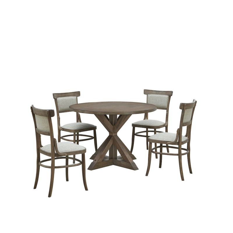 Carolina Living Diana Dining Table with 4 Dining Chairs - Vintage Walnut