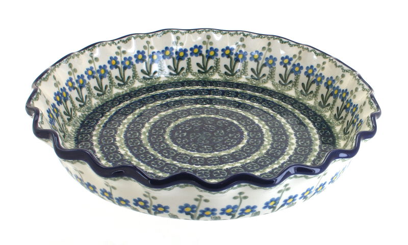 Blue Rose Polish Pottery Teresa Pie Plate